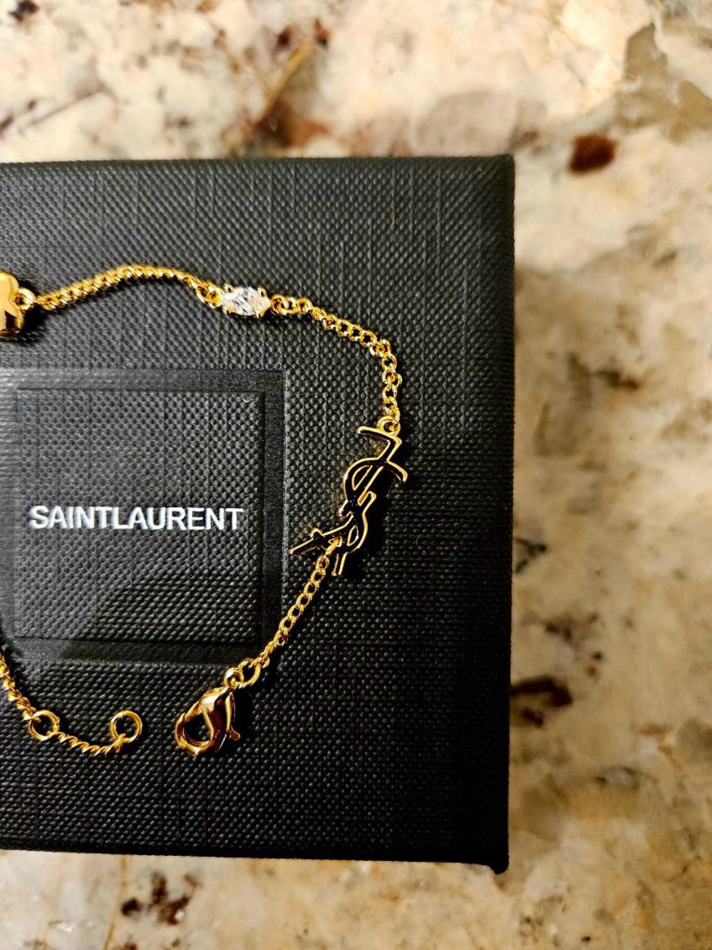 Saint Laurent Gold YSL Charm Bracelet with Heart Detail - Gold - Picture 4 of 5